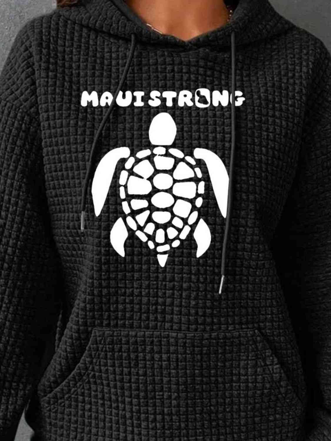 Regular & Plus Size Turtle Graphic Drawstring Hoodie