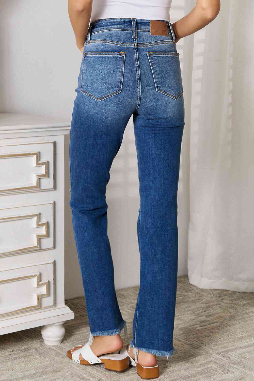 Judy Blue Regular & Plus Size Distressed Raw Hem Jeans