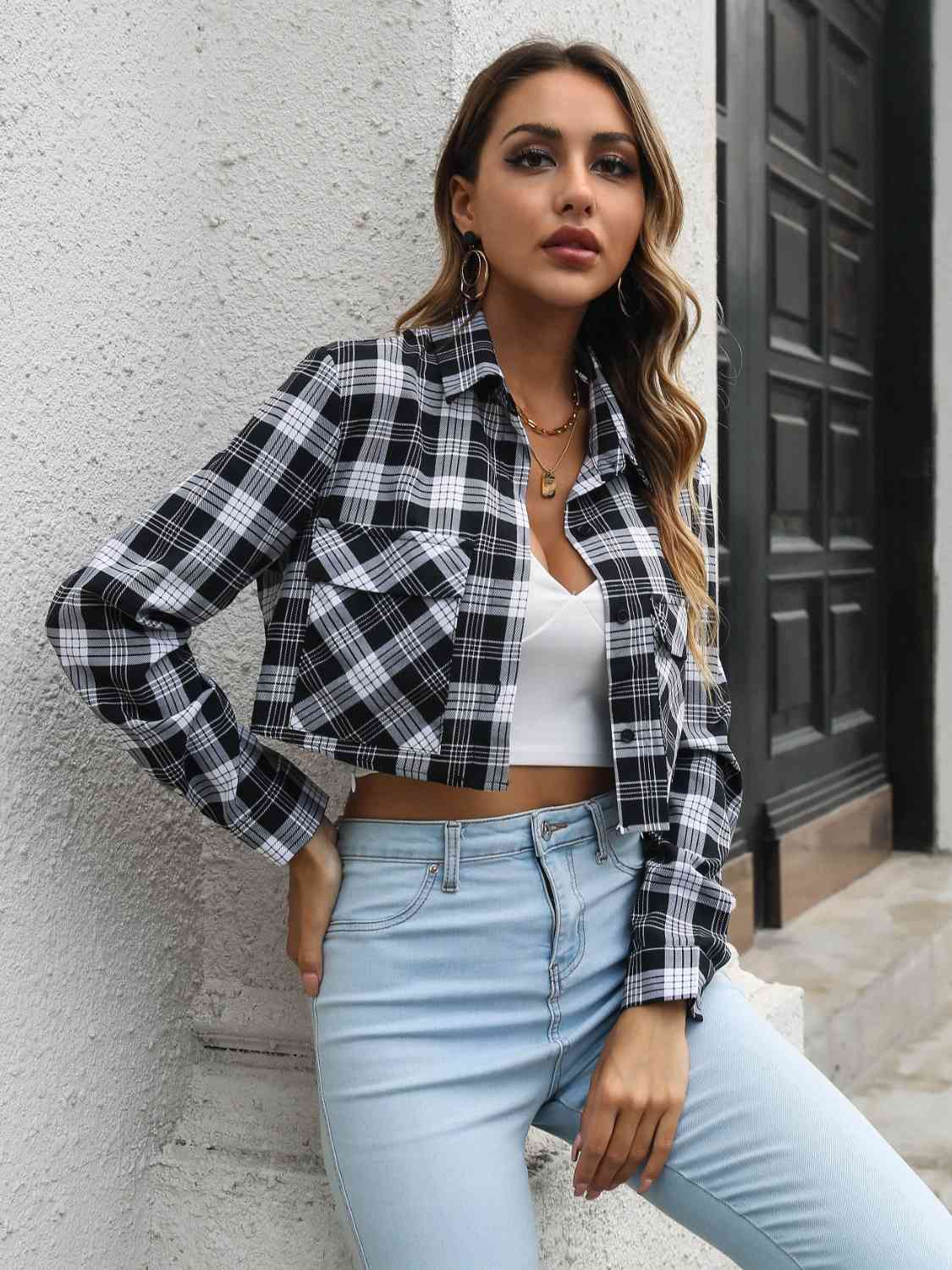 Cropped Flannel Style Shacket