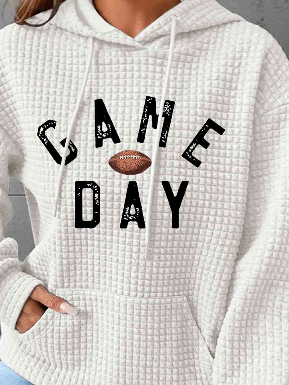 Full Size GAME DAY Graphic Drawstring Hoodie
