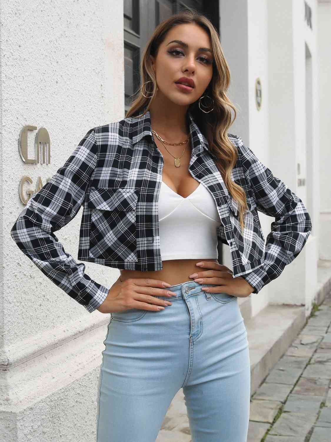 Cropped Flannel Style Shacket