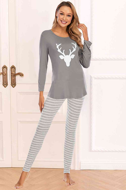 Reindeer Graphic Pajama Set