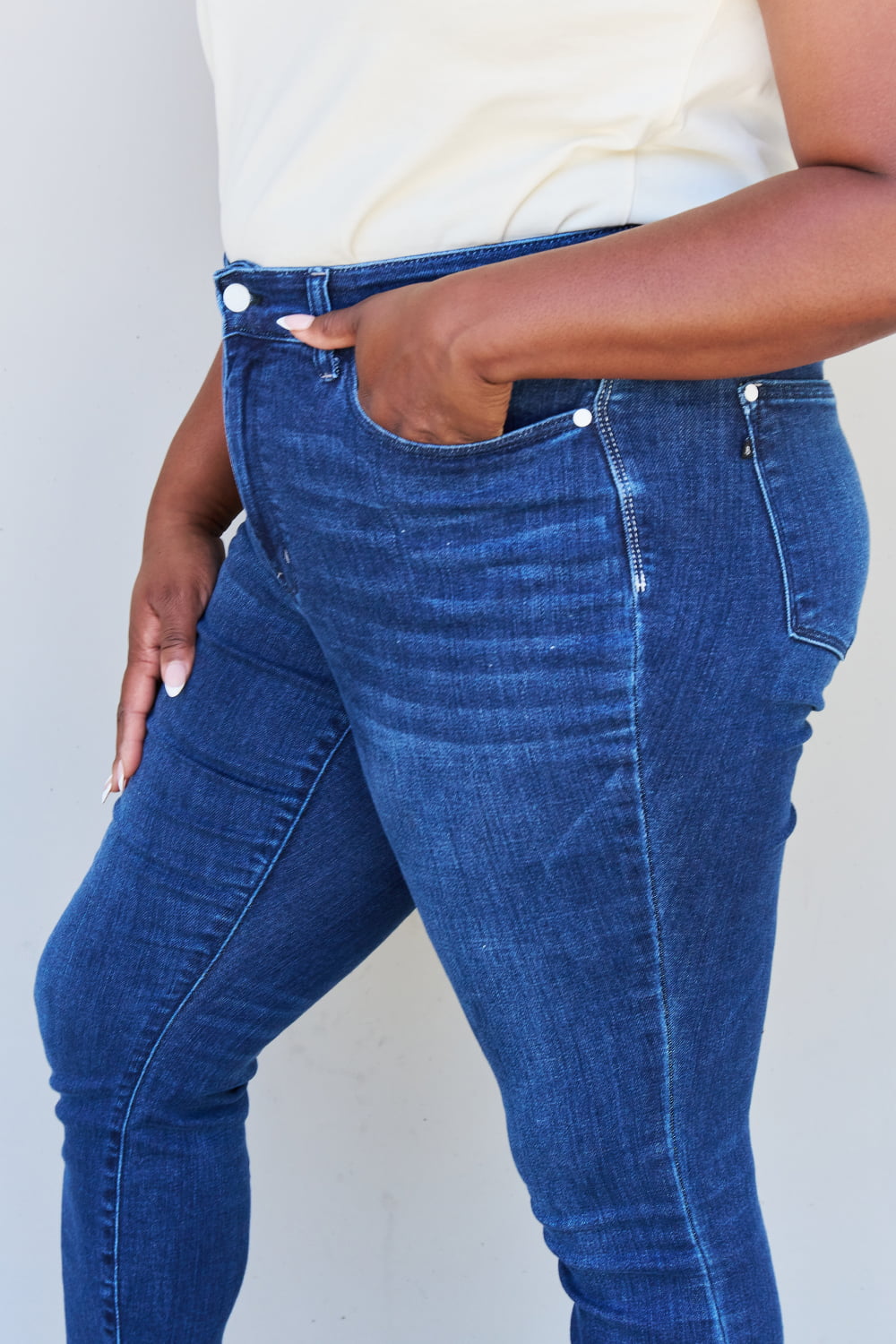 Judy Blue Marie Regular & Plus Size Mid Rise Crinkle Ankle Detail Skinny Jeans