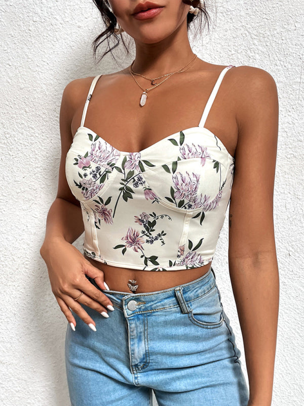 Floral Corset Style Cropped Tank