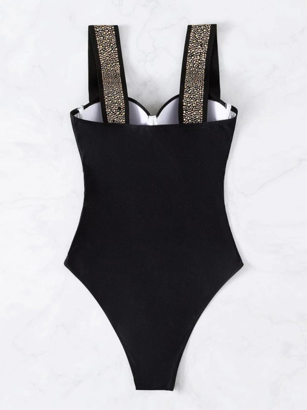Pushup One Piece Swimsuit with Silver Detail