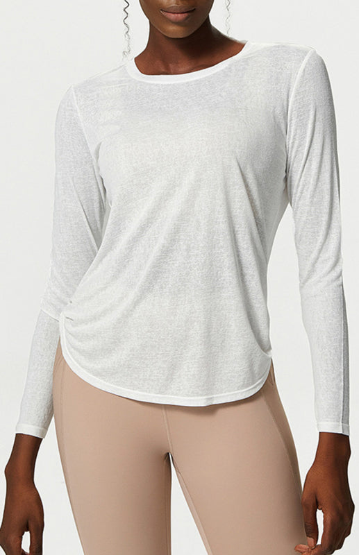 Round Neck Long Sleeve Quick Dry Breathable Yoga Top